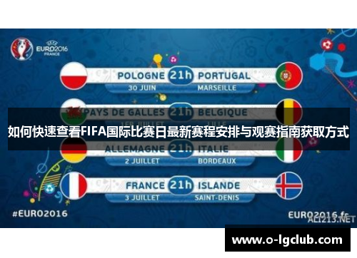 如何快速查看FIFA国际比赛日最新赛程安排与观赛指南获取方式