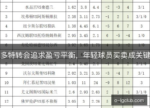 多特转会追求盈亏平衡,年轻球员买卖成关键 多特转会追求盈亏平衡,年轻球员买卖成关键